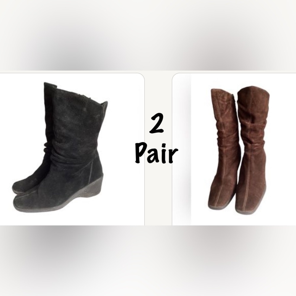 ❣️ 2 Pair Bass Suede Wedge Slouch Boot 7.5 8 8.5